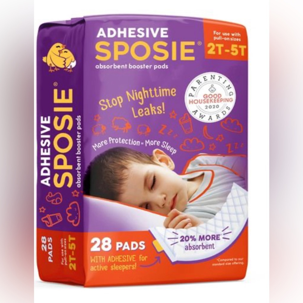 Sposie Booster Pads with Adhesive For Overnight Diaper Leak Protection - 28ct